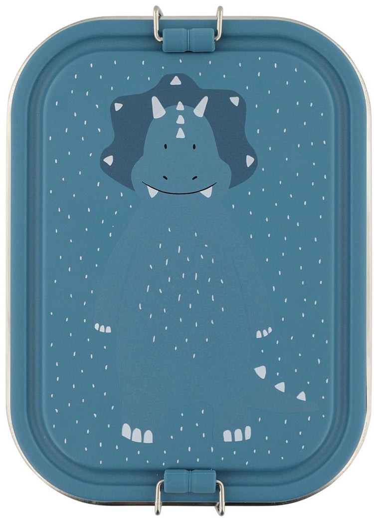 Grande boîte à lunch Trixie - mr. triceratops - boîte à lunch rsv pour enfants - boîte à lunch facile à ouvrir - 2 compartiments - bleu - dinosaure