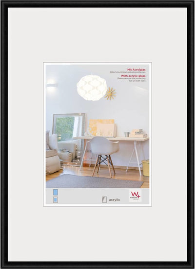Walther new lifestyle - cadre en plastique - format photo 50x70 cm - verre d'art - noir