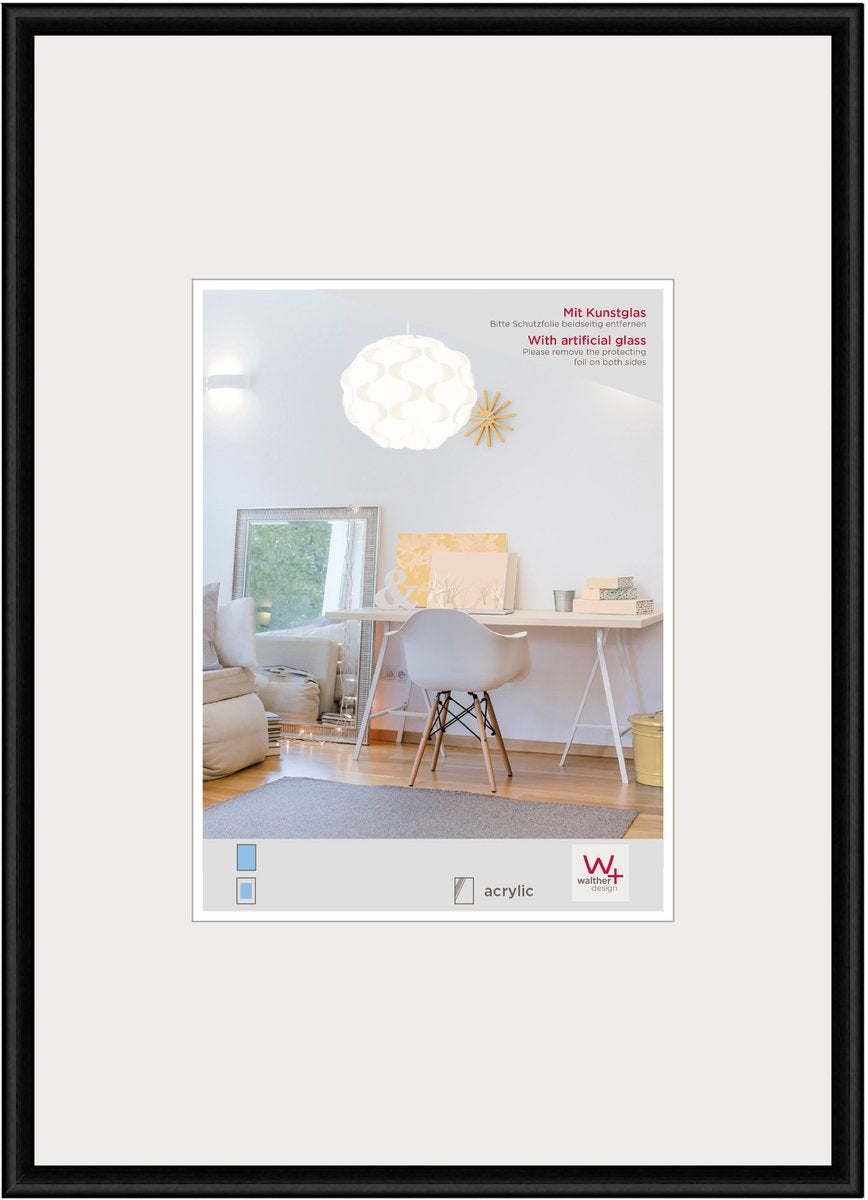 Walther new lifestyle - plastic frame - photo size 40x50 cm - art glass - black