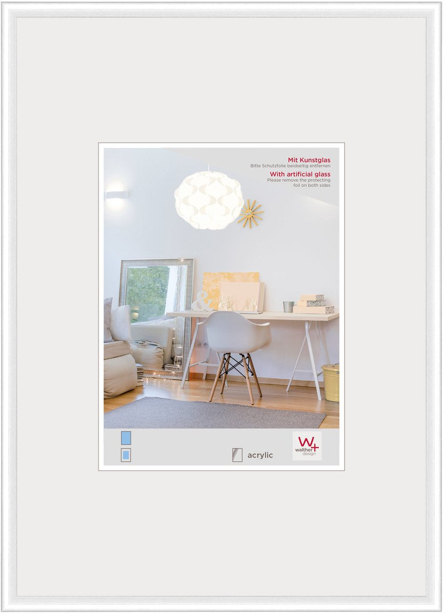 Walther new lifestyle - plastic frame - photo size 40x50 cm - art glass - white