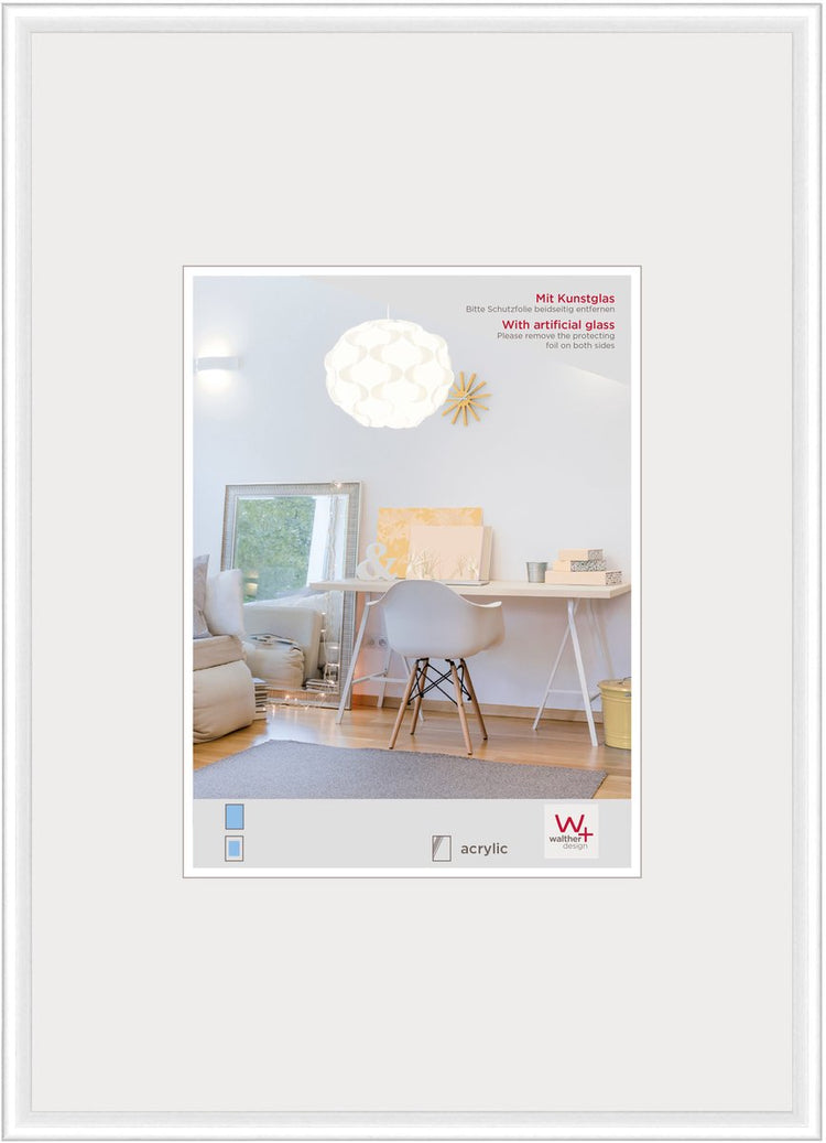 Walther new lifestyle - plastic frame - photo size 40x50 cm - art glass - white