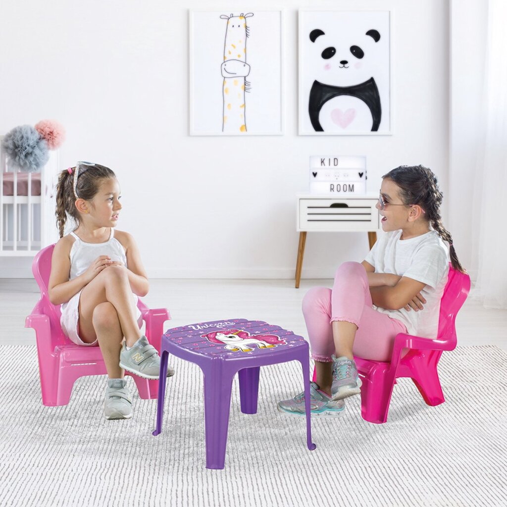 Dolu Dolu Unicorn Pink Table avec chaises