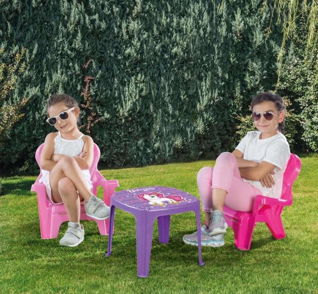 Dolu Dolu Unicorn Pink Table avec chaises
