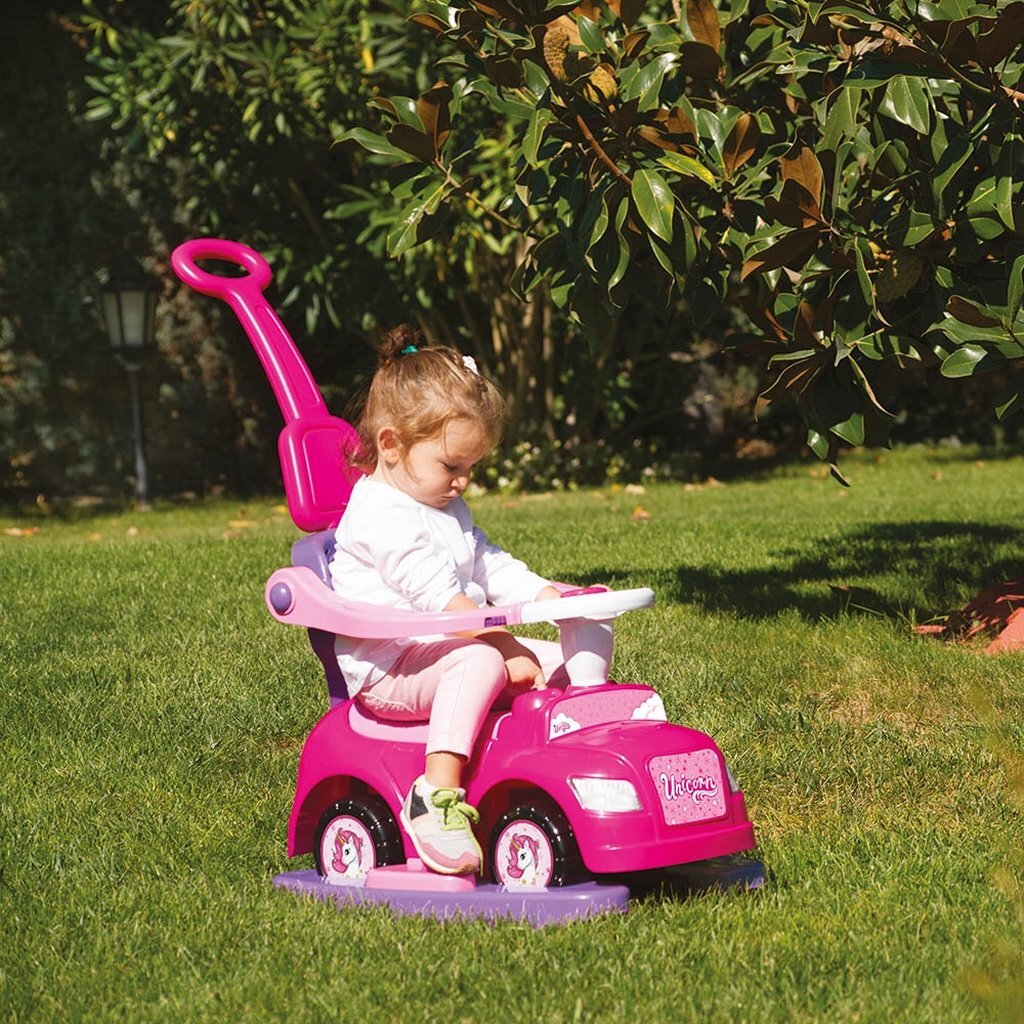 Dolu Dolu Unicorn Walking Car avec Push Bar Pink