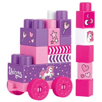 Dolu Dolu Unicorn Jumblocks s'entraîne avec 20 blocs de rose