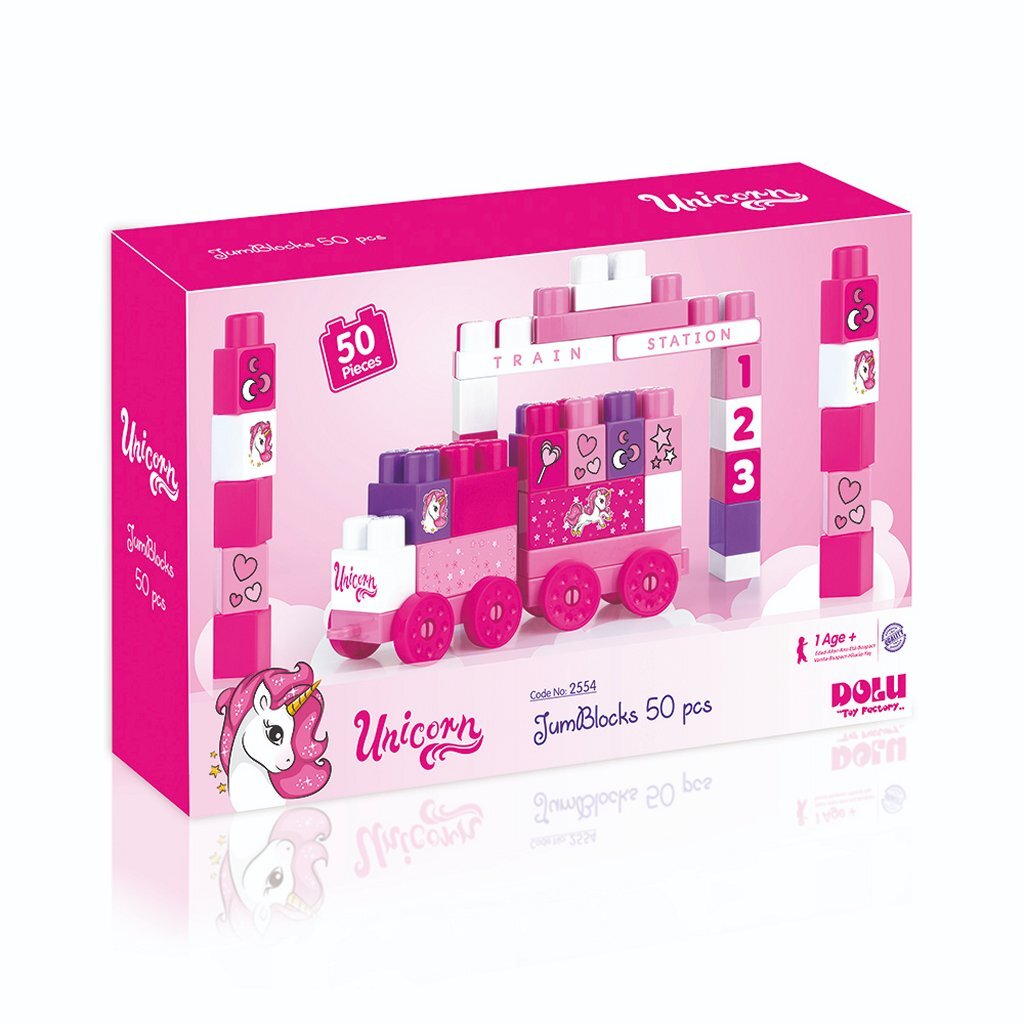 Dolu Dolu Unicorn Jumblocks s'entraîne avec 50 blocs de rose