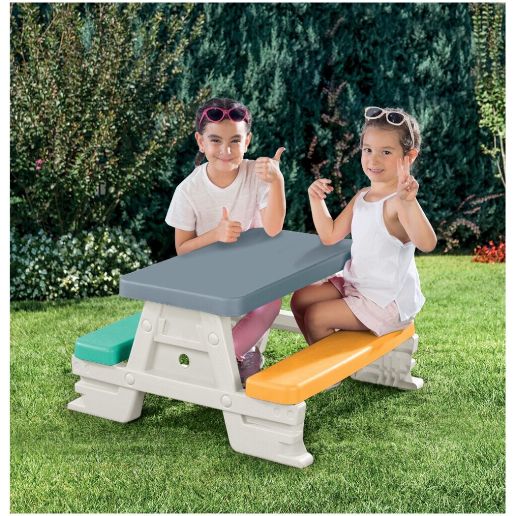 Dolu Dolu 2618 Tableau de pique-nique pour 4 enfants à l'intérieur du bleu jaune gris blanc