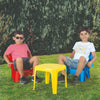 Table Dolu avec 2 chaises bleu rouge jaune