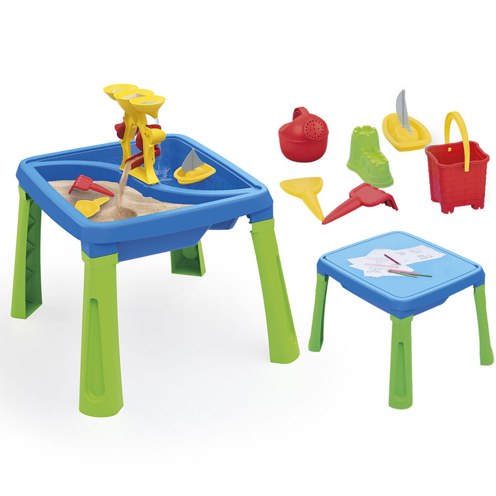 Dolu Dolu 3077 table d'eau de sable 3-en-1 avec table de dessin vert bleu