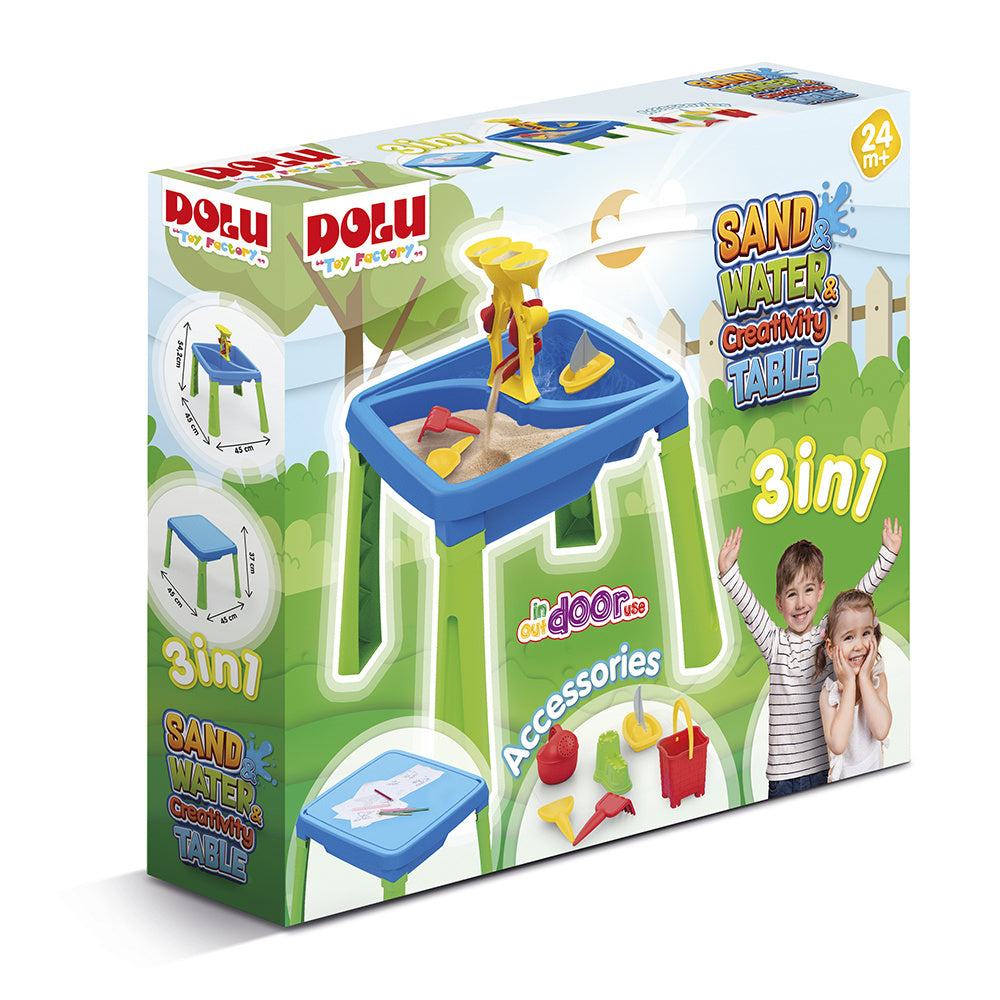 Dolu Dolu 3077 table d'eau de sable 3-en-1 avec table de dessin vert bleu