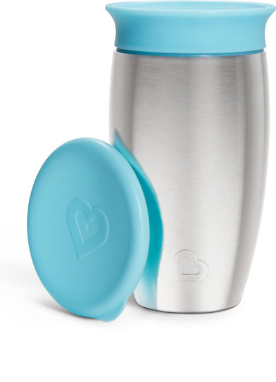 Gobelet Munchkin en acier inoxydable - gobelet miracle® 360° - refroidit jusqu'à 10 heures - gobelet anti-fuite - 266 ml - bleu - à partir de 12 mois