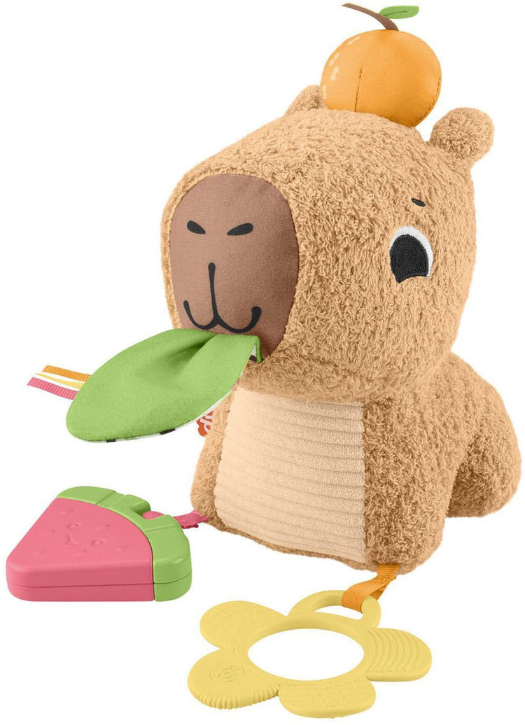 Peluche capybara snacking Fisher-price - jouet sensoriel avec anneau de dentition et hochet