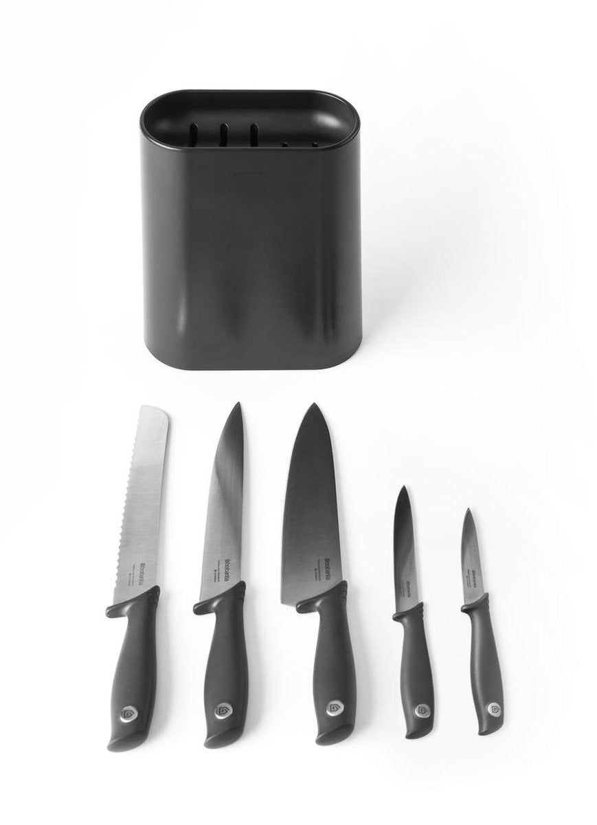 Brabantia savoureux+ set de couteaux - avec bloc à couteaux - gris foncé