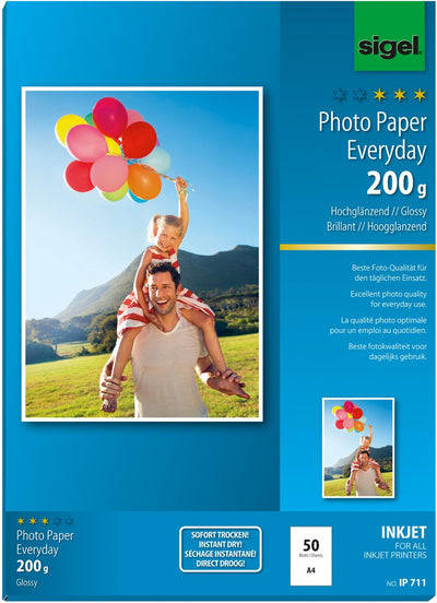 Papier photo jet d'encre Sigel - Everyday Plus - a4 - brillant - 200 grammes - 50 feuilles - si-ip711