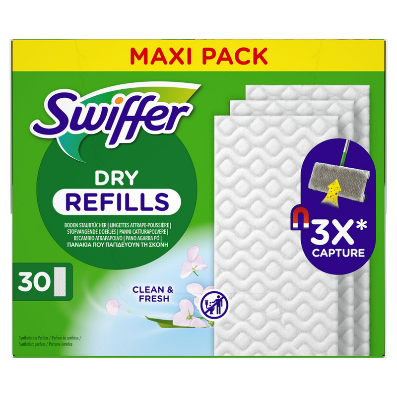 Lingettes sèches et fraîches pour sols Swiffer 30 pièces