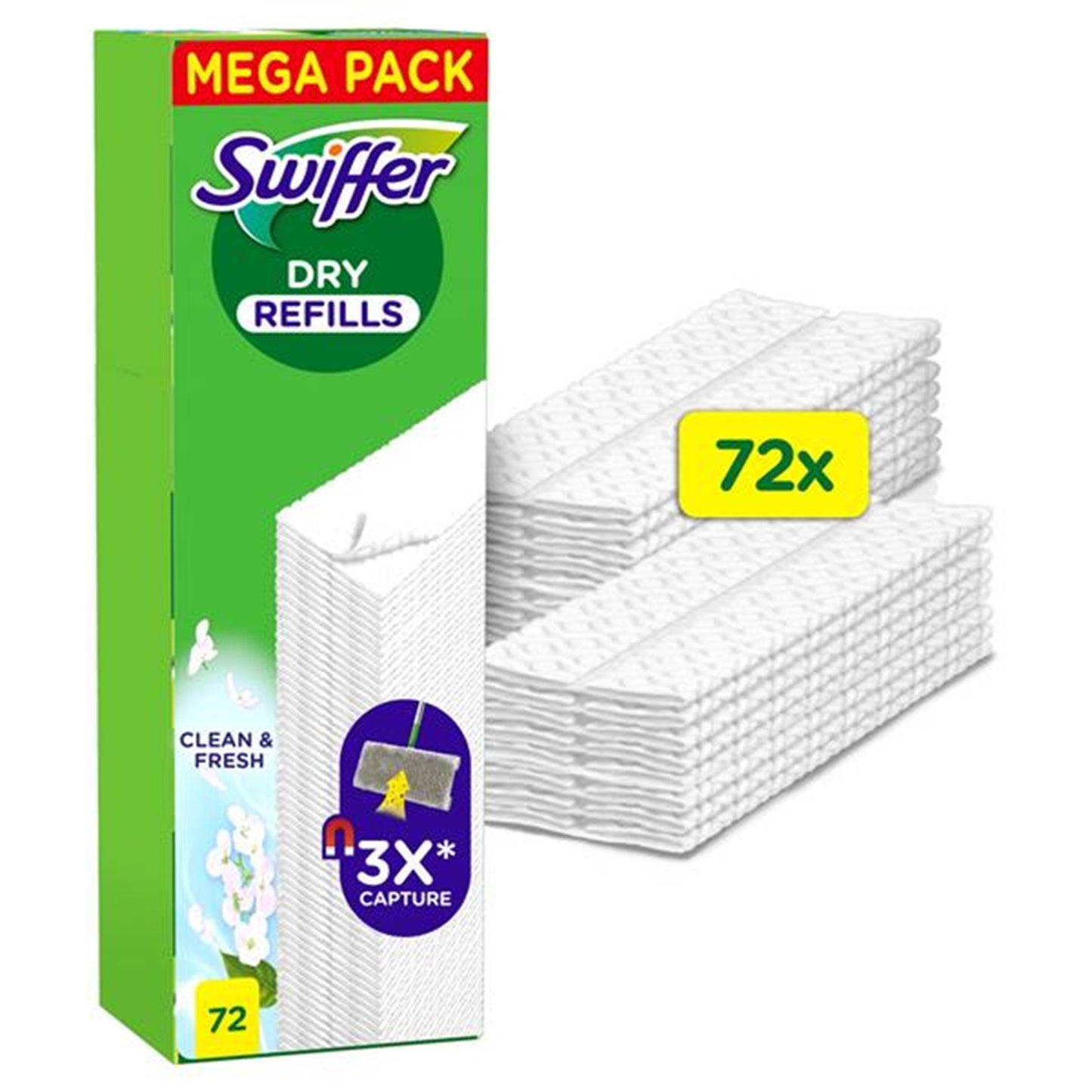 Lingettes sèches et fraîches pour sols Swiffer 72 pièces
