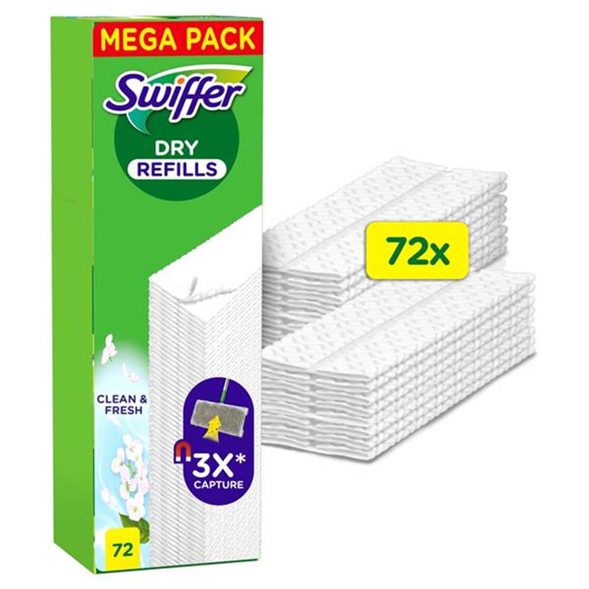 Lingettes sèches et fraîches pour sols Swiffer 72 pièces