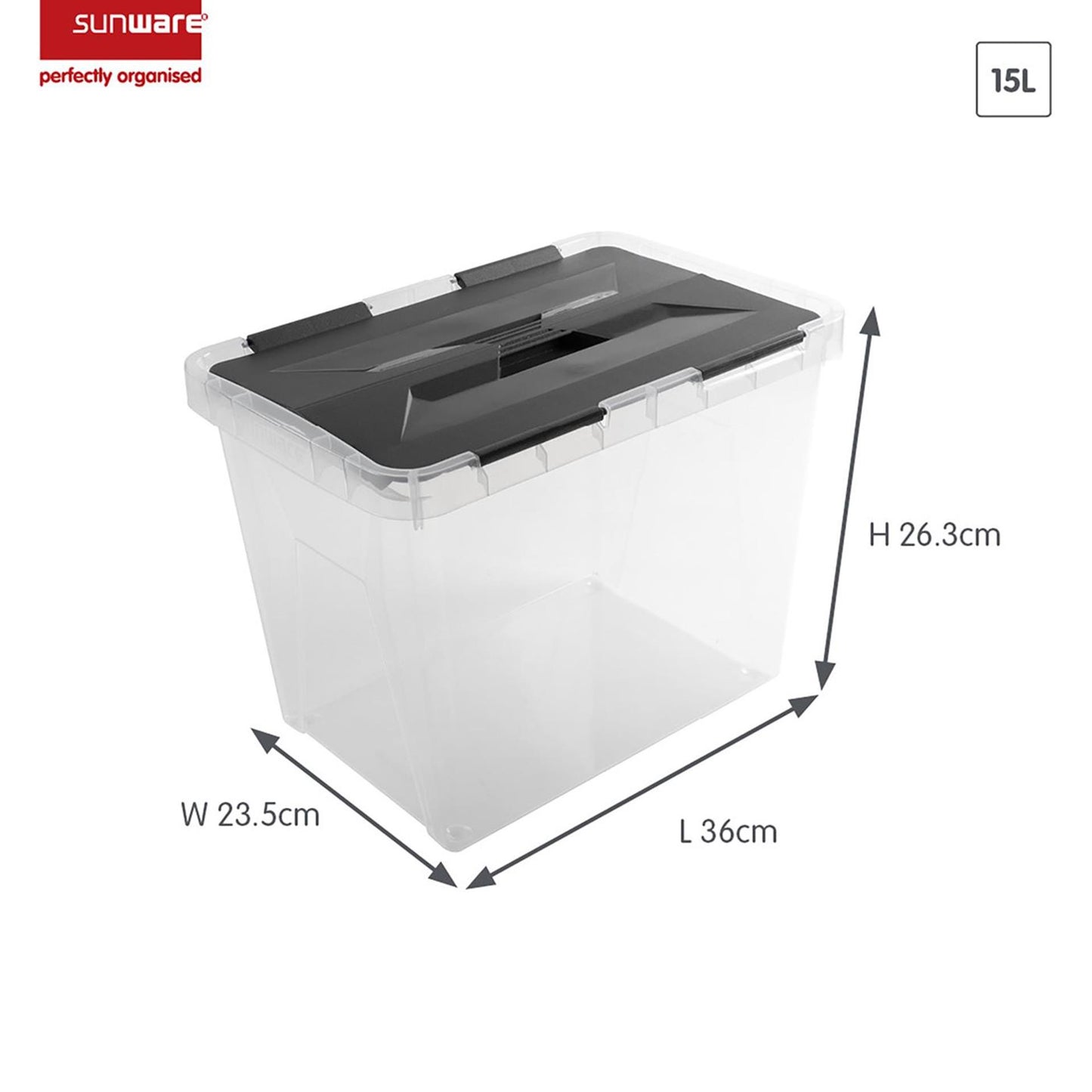 Boîte de rangement Sunware onyx 15l transparente