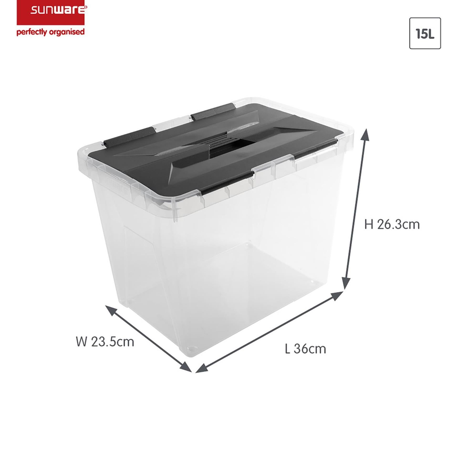 Boîte de rangement Sunware onyx 15l transparente
