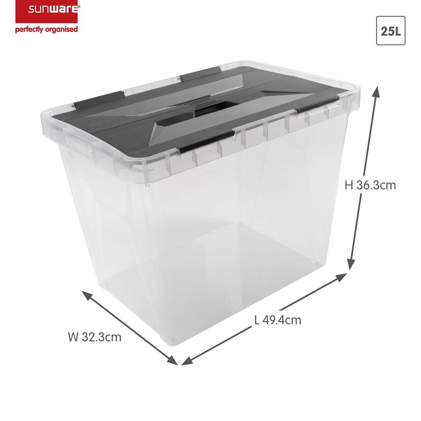 Boîte de rangement Sunware onyx 25l transparente