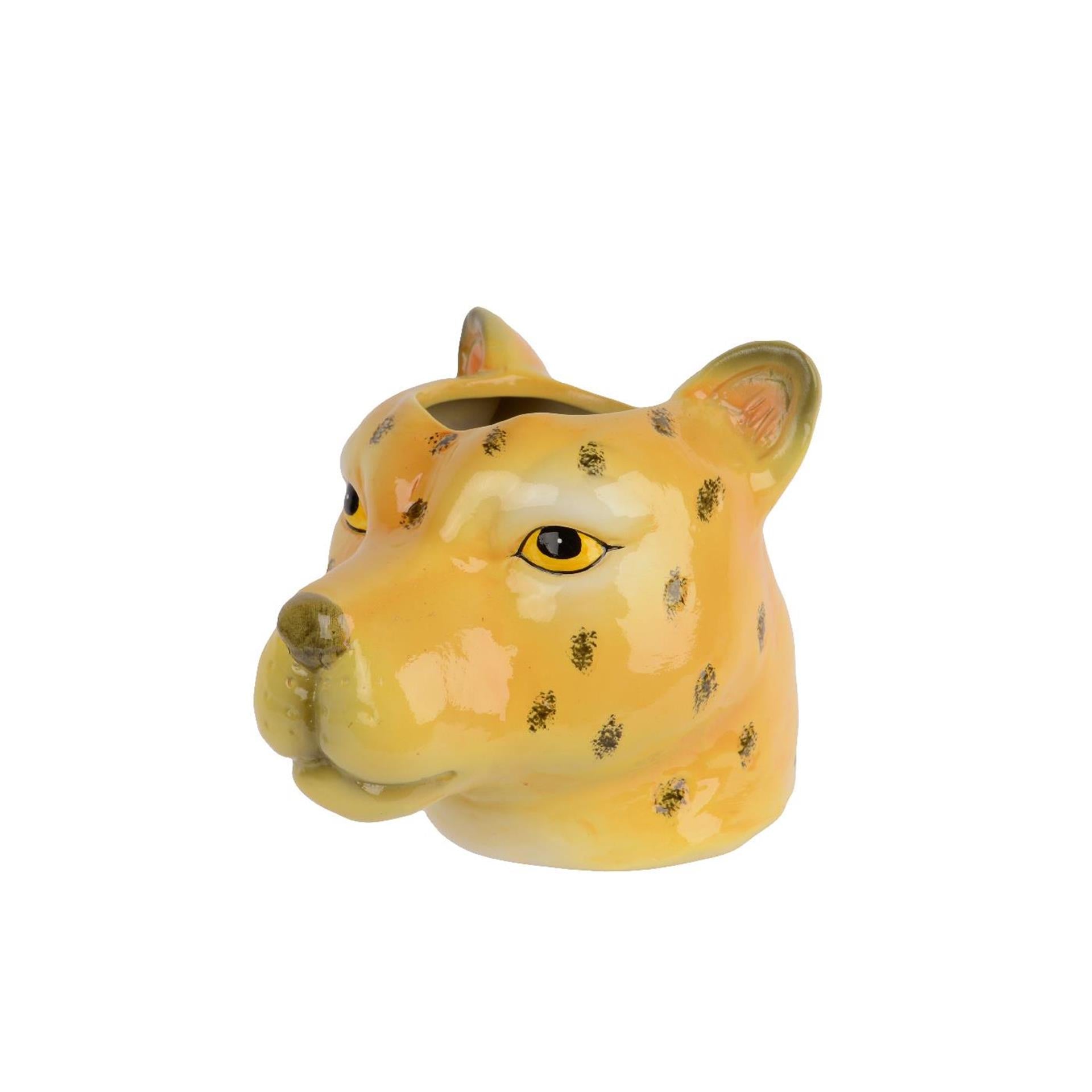 Decoris pot de fleur léopard porcelaine 10x13x10,8cm