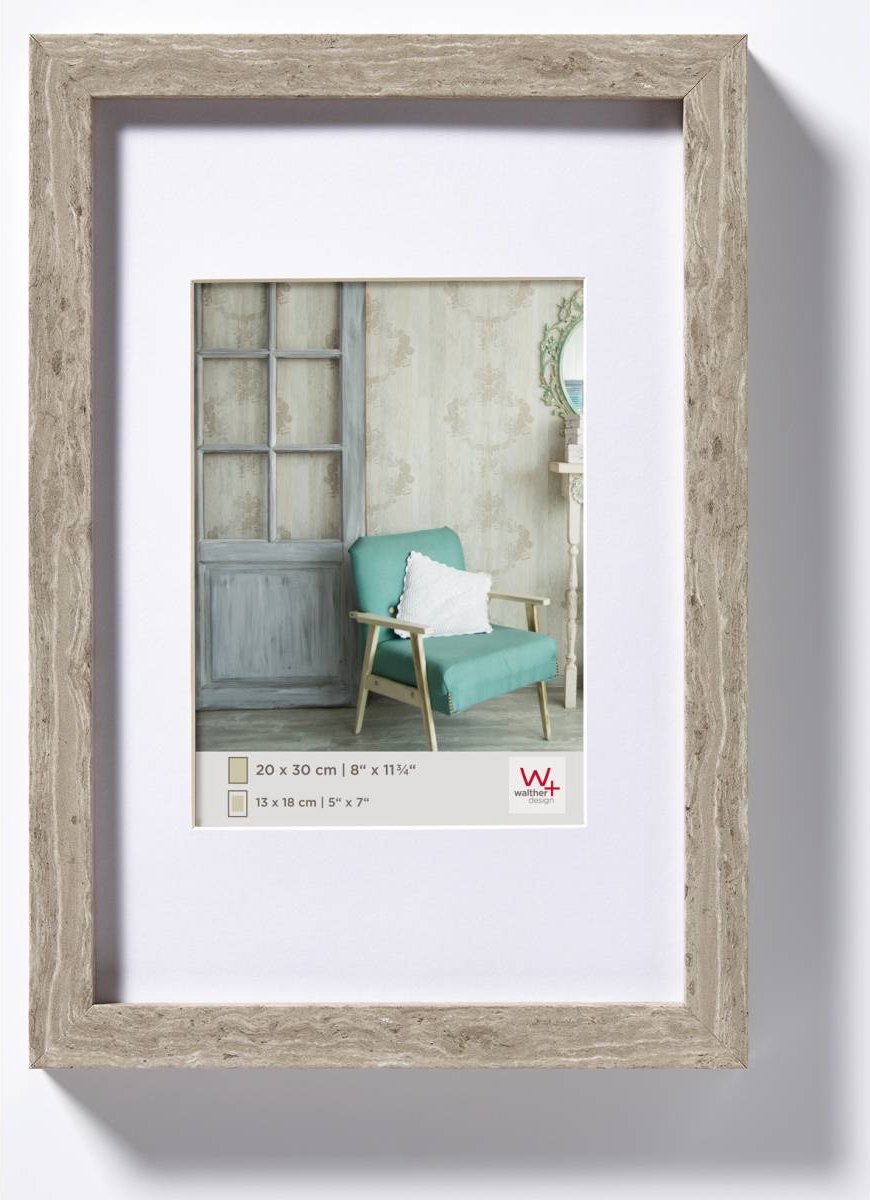Walther Stockholm - cadre en bois mdf - format photo 15x20 cm - gris
