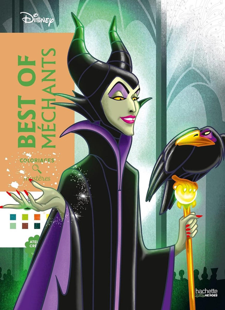 Hachette atelier créatif disney coloriages mystères coloriages mysteres best of mechants - - livre de coloriage couleur par numéro pour adultes