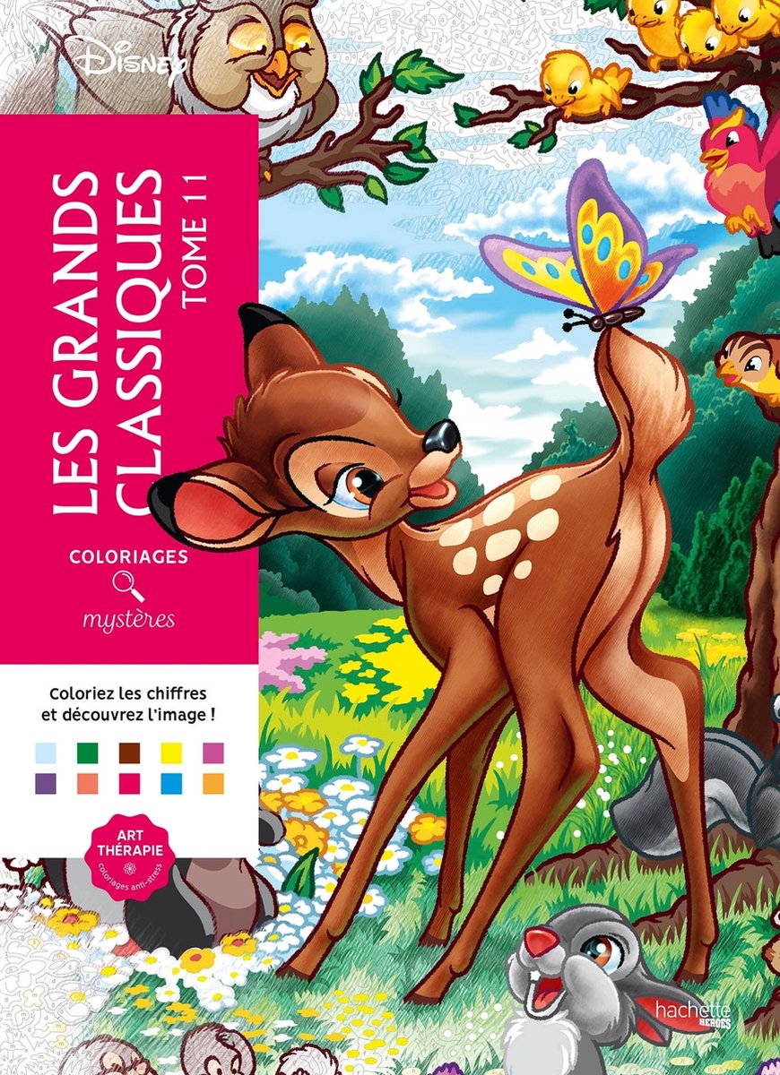 Hachette heros disney coloriages mystères les grands classiques tome 11 - - livre de coloriage couleur par numéro pour adultes