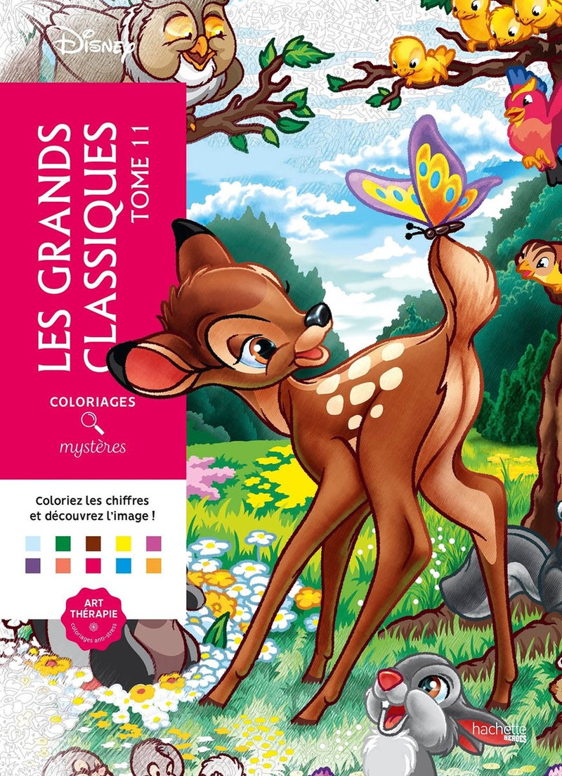 Hachette heros disney coloriages mystères les grands classiques tome 11 - - livre de coloriage couleur par numéro pour adultes