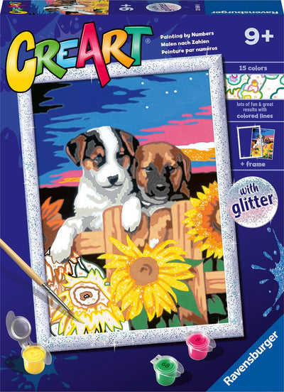 Ravensburger Creart peinture au nombre de chiens de coucher du soleil