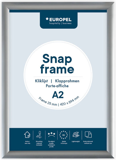 Cadre à clic Europel – cadre pour affiches – a2 – 42 x 59,4 cm – 25 mm – aluminium – argent