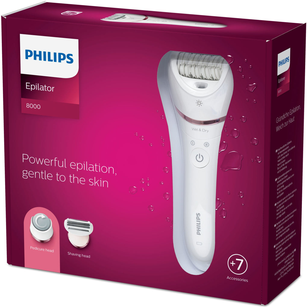 Philips Bre730 00 Série 8000 Dispositif d'épilerie humide et sec rose blanc