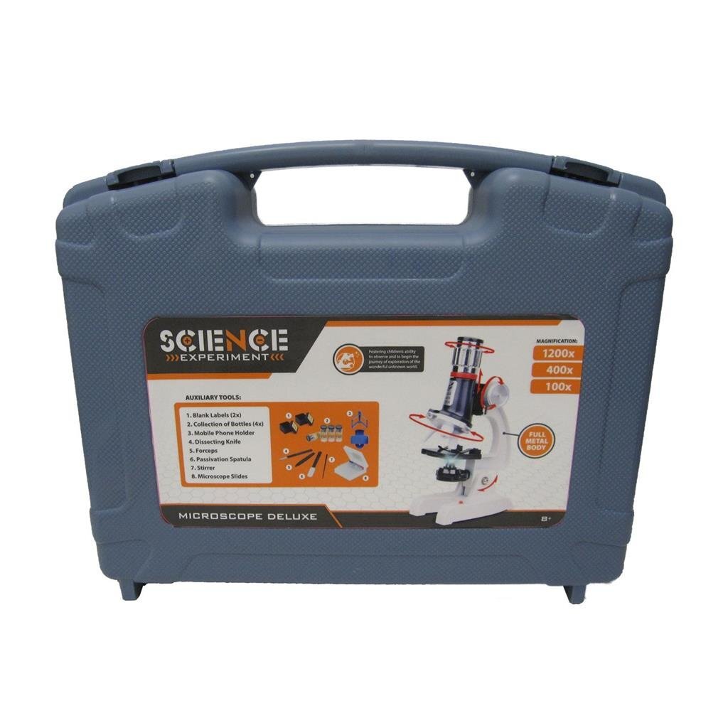 Microscope de base réglé dans une valise
