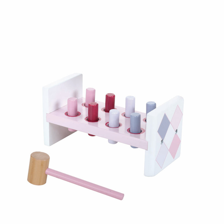 Jipy Jipy Banc Marteau en Bois + 8 Stylos Rose