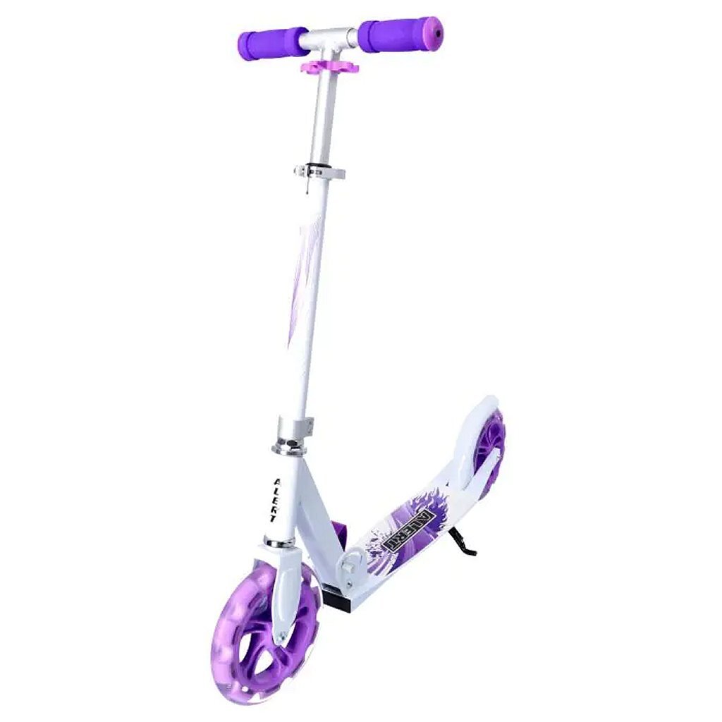 Alerte Spinout Scooter en aluminium avec de grandes roues blanches violettes