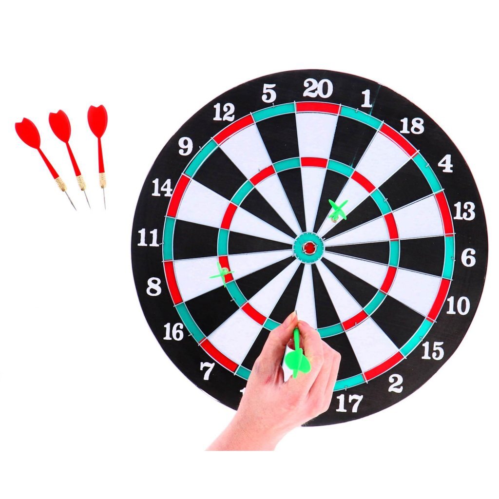 Dartboard à deux faces avec 6 flèches 37 cm