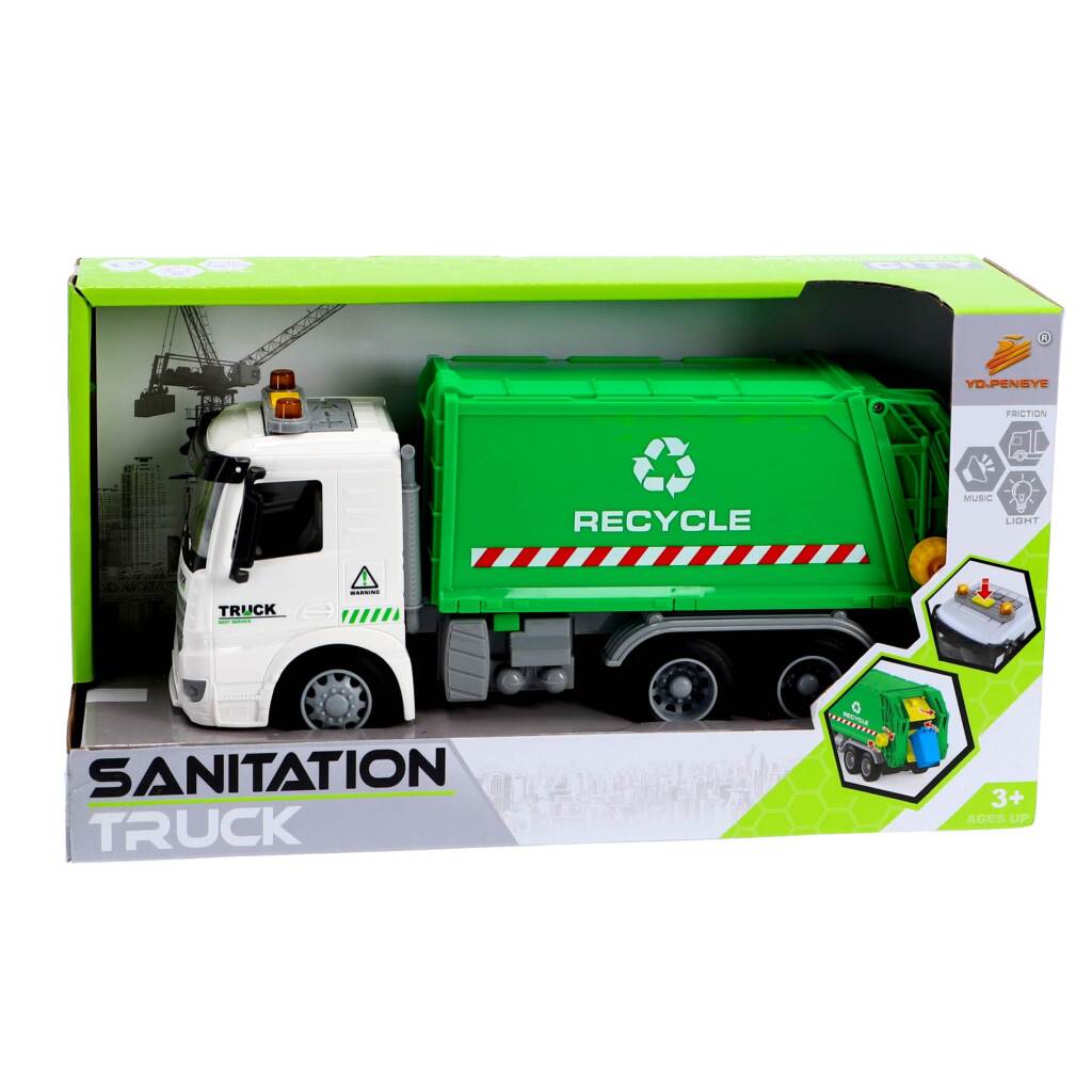 D'autres marques recycler le camion à ordures 30 cm + lumière et son blanc vert