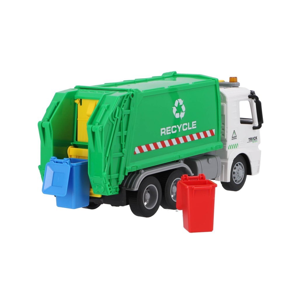 D'autres marques recycler le camion à ordures 30 cm + lumière et son blanc vert