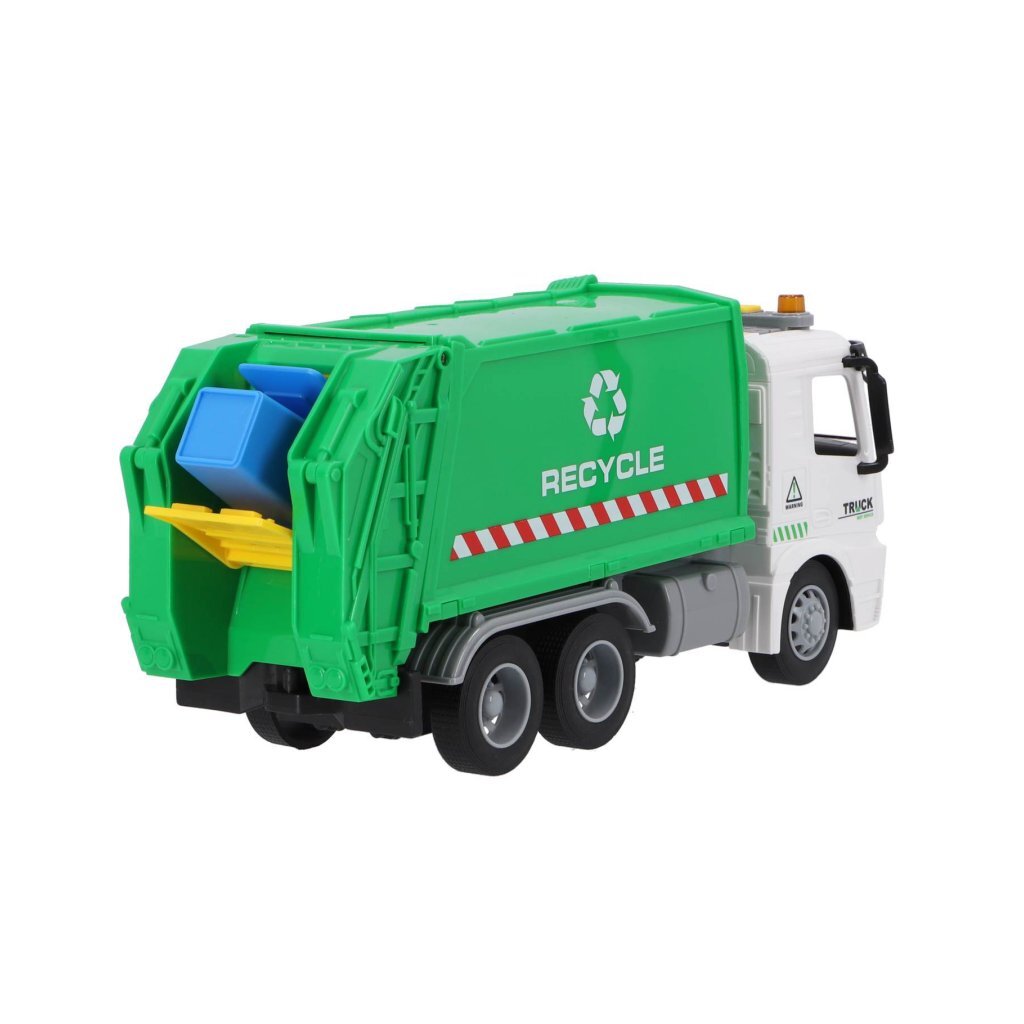 D'autres marques recycler le camion à ordures 30 cm + lumière et son blanc vert