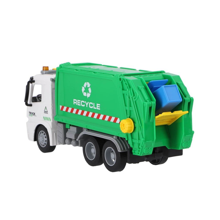 D'autres marques recycler le camion à ordures 30 cm + lumière et son blanc vert