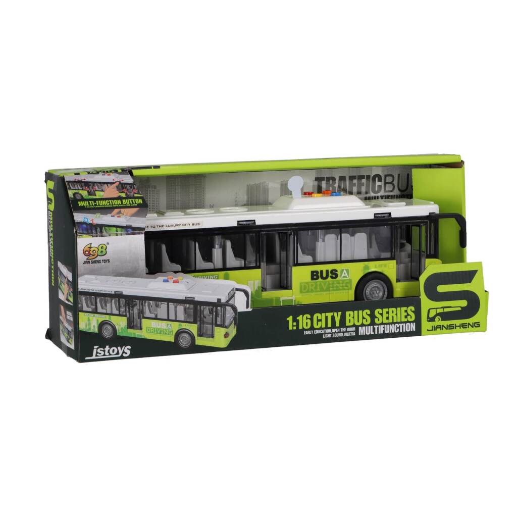 Autres marques City Bus 1:16 + Light and Sound White Green