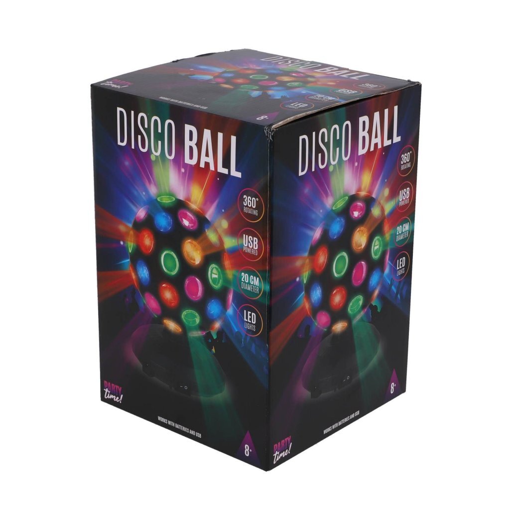 C'est la fête ! Boule disco LED 20 cm noire