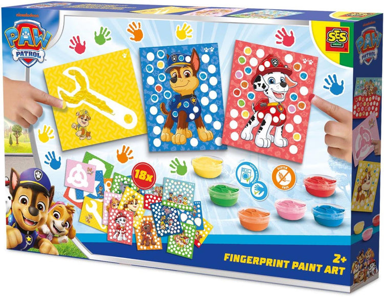 Ses creative Paw Patrol - oeuvre de peinture d'empreintes digitales - bricolage - sans gluten - lavable - pour les enfants à partir de 2 ans - 6 couleurs - 18 cartes