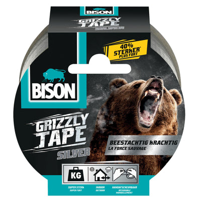 Ruban adhésif Bison grizzly argent rouleau 10mx5cm