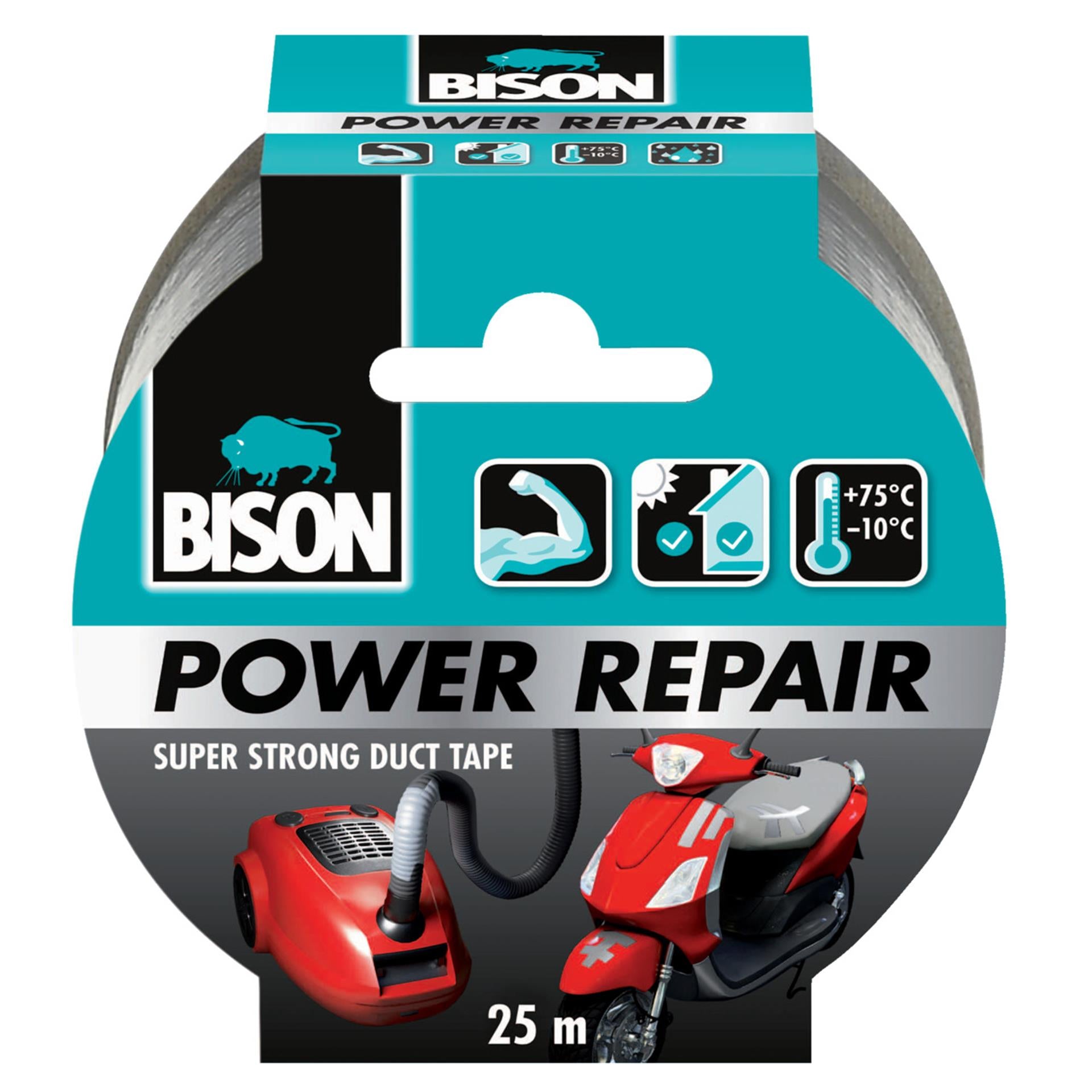 Bison power ruban de réparation gris 25mx4,8cm