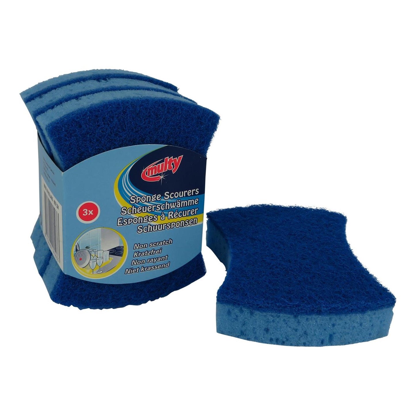 Multy Multy Hydrophile Moule Rucouting Éponges 3 pièces bleues