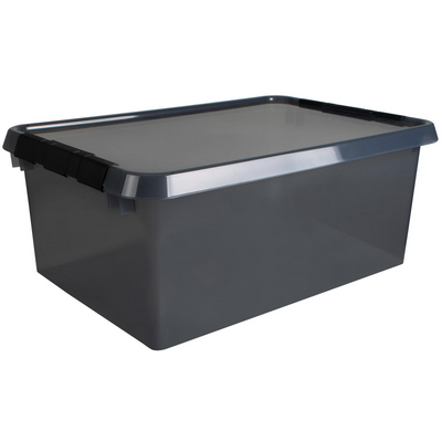 Boîte de rangement Comfort Line 45 litres transparent gris noir 60 x 40 x 26 cm | 2 pièces