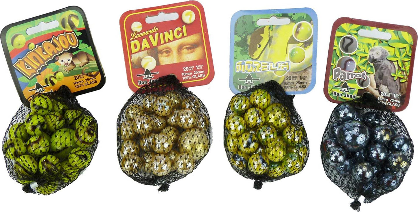 Billes Don Juan 21 pièces dans un sac en filet assorti
