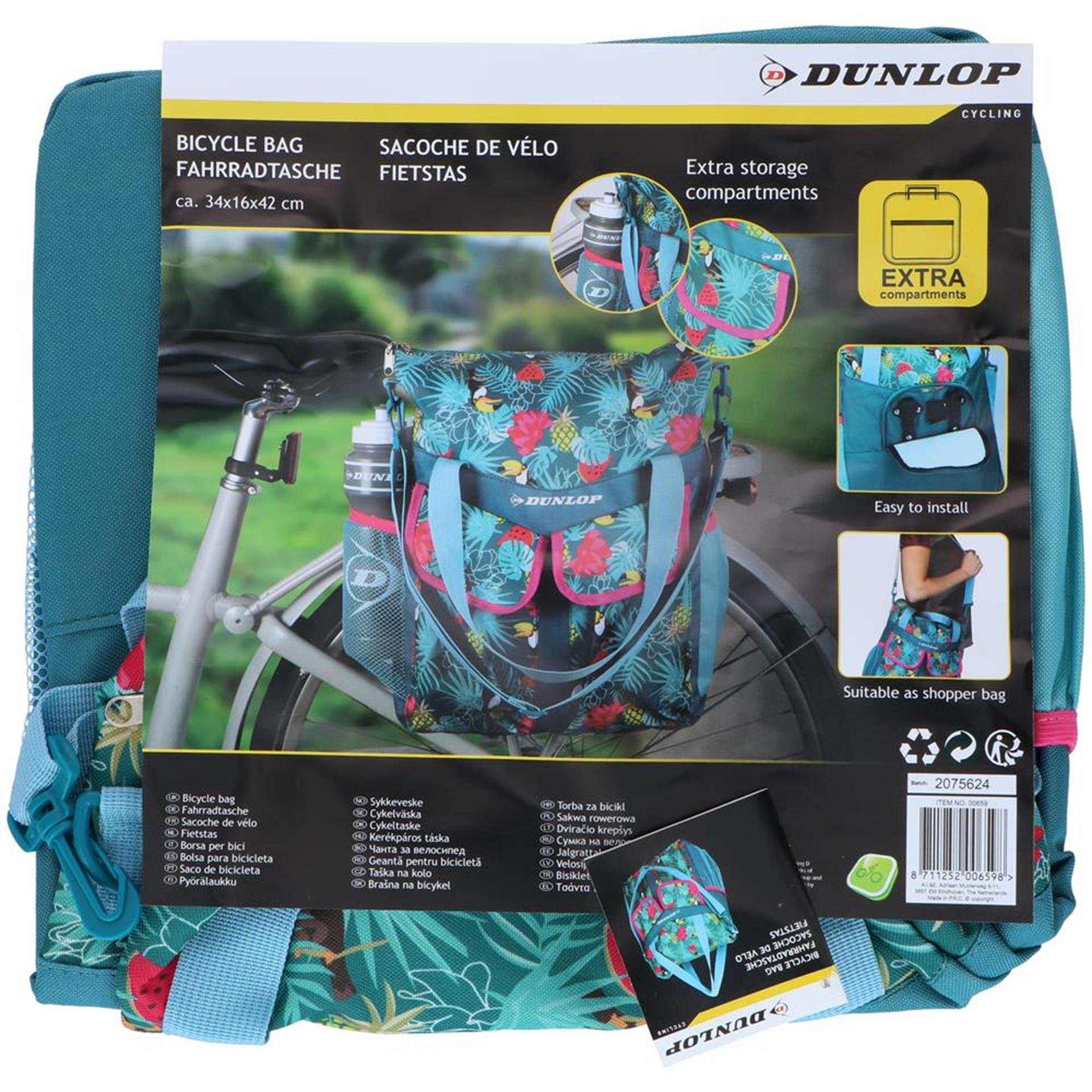 Sac de vélo de Dunlop sac à dos 2in1 20 litre Contenu tropical Impression