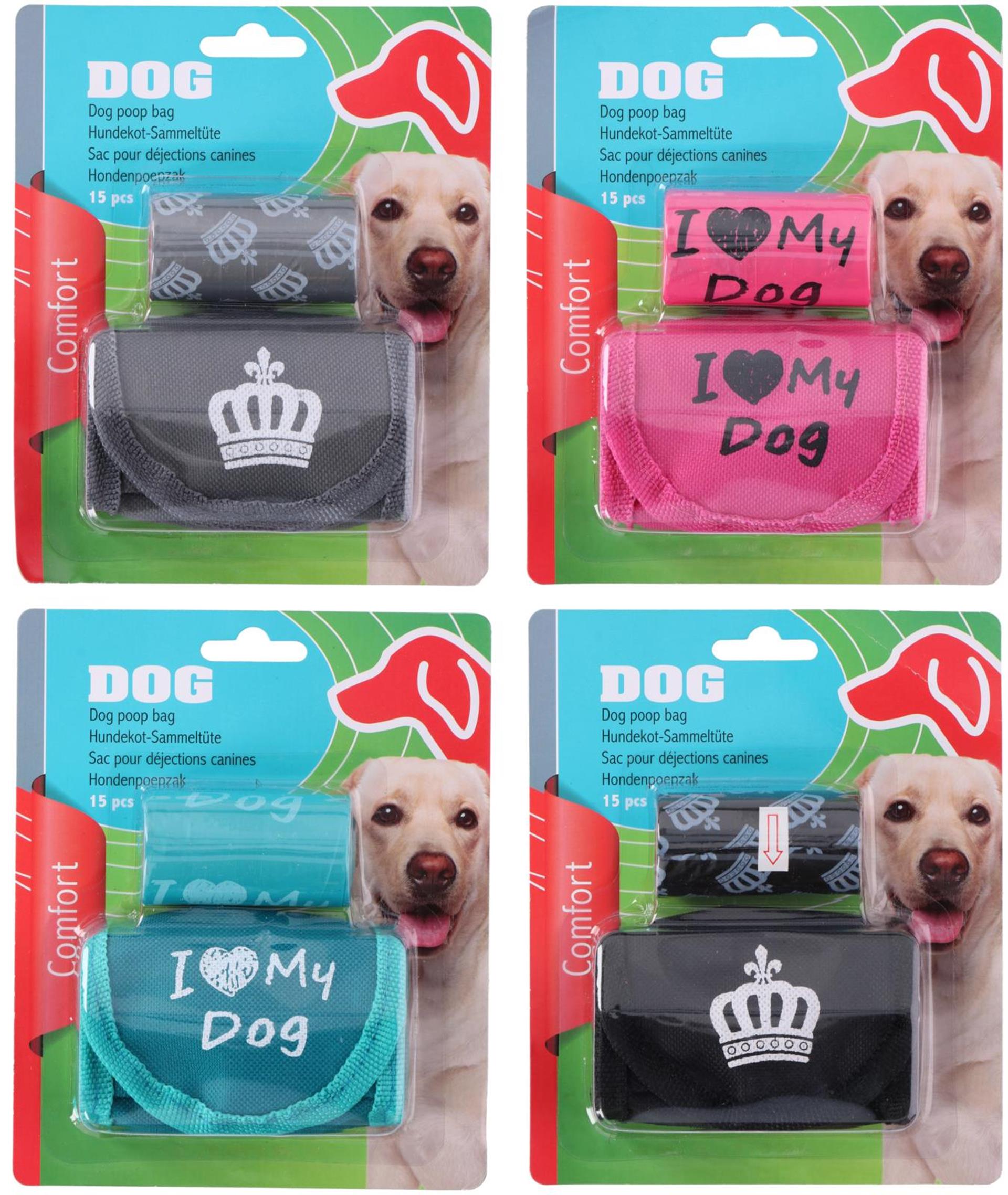 Sacs à crottes de chien 15 pièces avec support